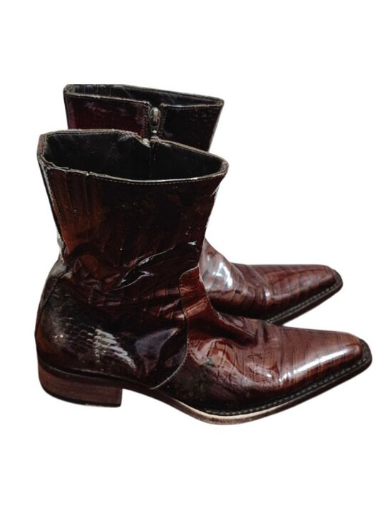 Cesare Paciotti Heroes Men\'s Croc Embossed Leather Ankle Boots Brown US 6 EU 39 main image 7